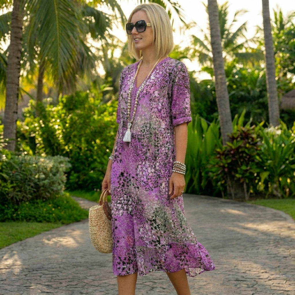 Lunara | Vestido Flotante con Cintura Esculpida
