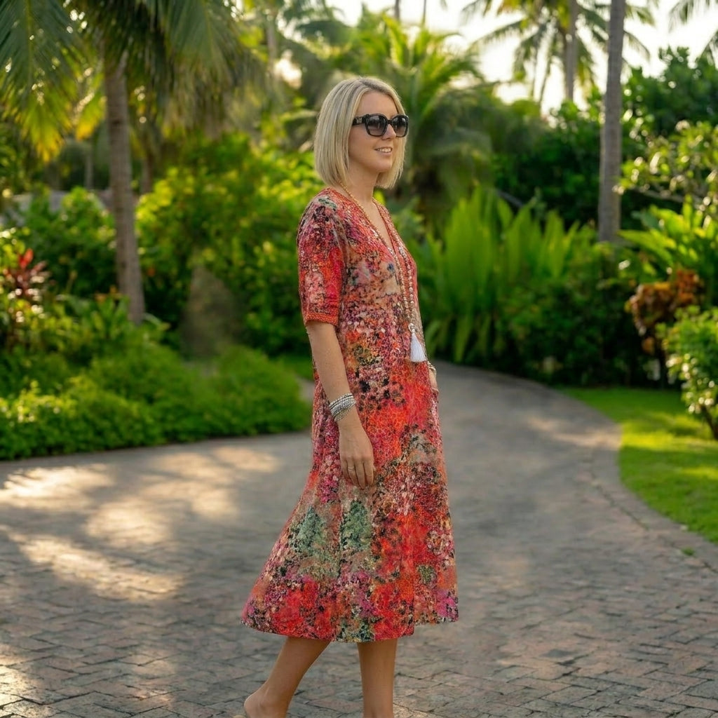 Lunara | Vestido Flotante con Cintura Esculpida