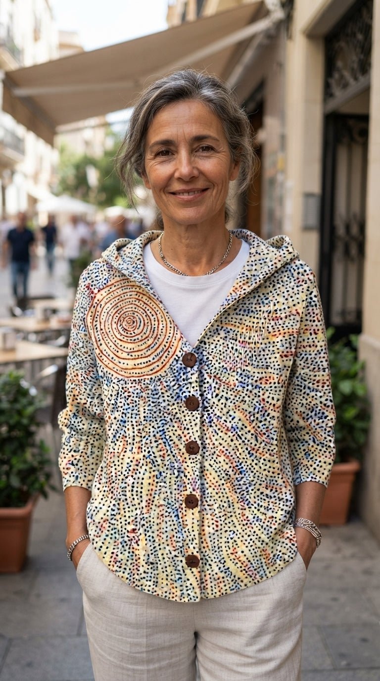 Noelia | Chaqueta de Punto Estampada con Capucha - Cendalia