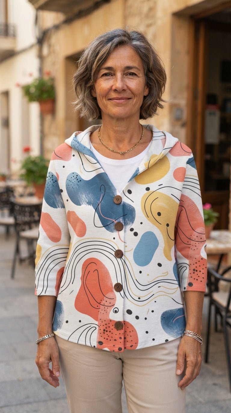 Noelia | Chaqueta de Punto Estampada con Capucha - Cendalia