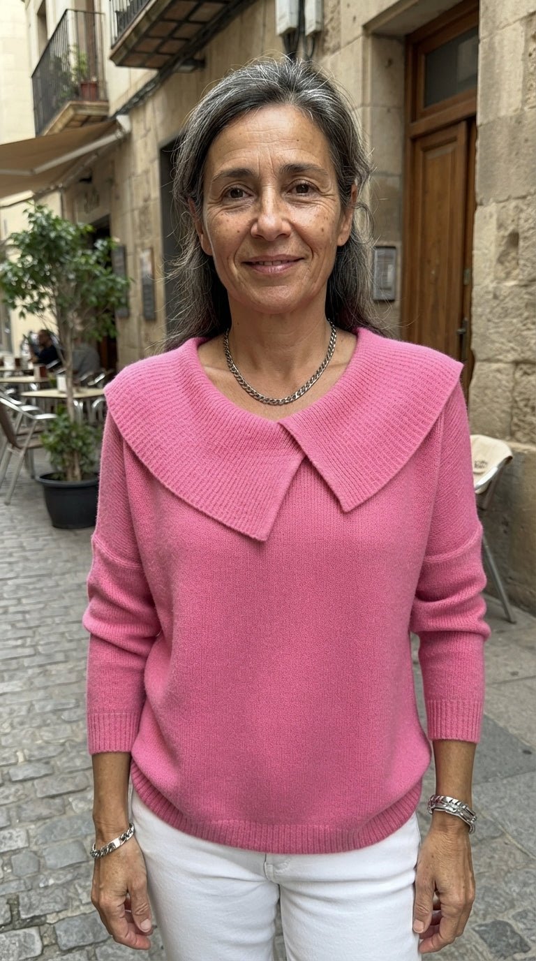 Olivia | Jersey de Cuello Cruzado con Canalé - Cendalia
