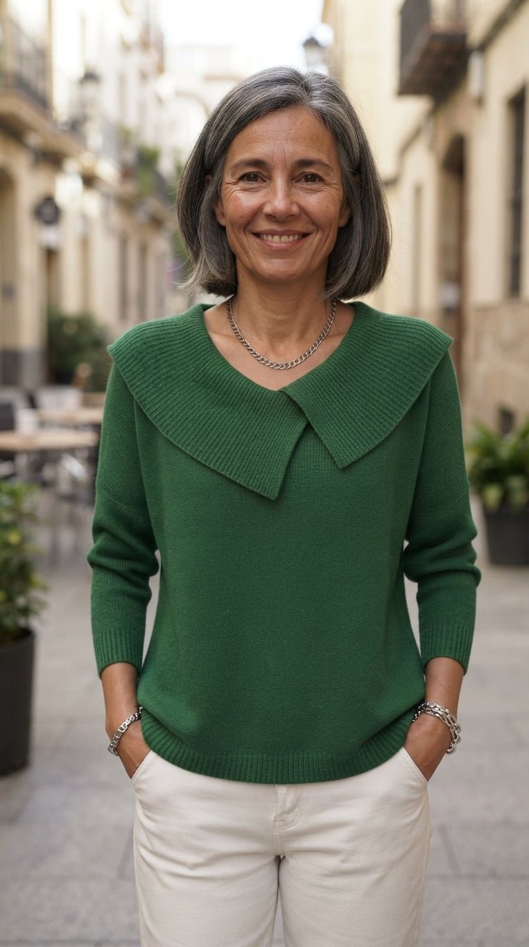 Olivia | Jersey de Cuello Cruzado con Canalé - Cendalia