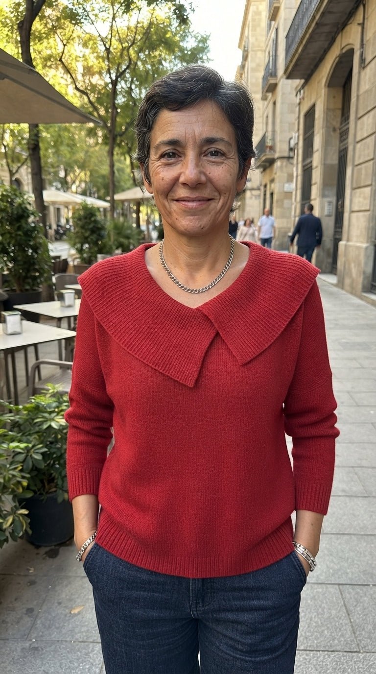 Olivia | Jersey de Cuello Cruzado con Canalé - Cendalia