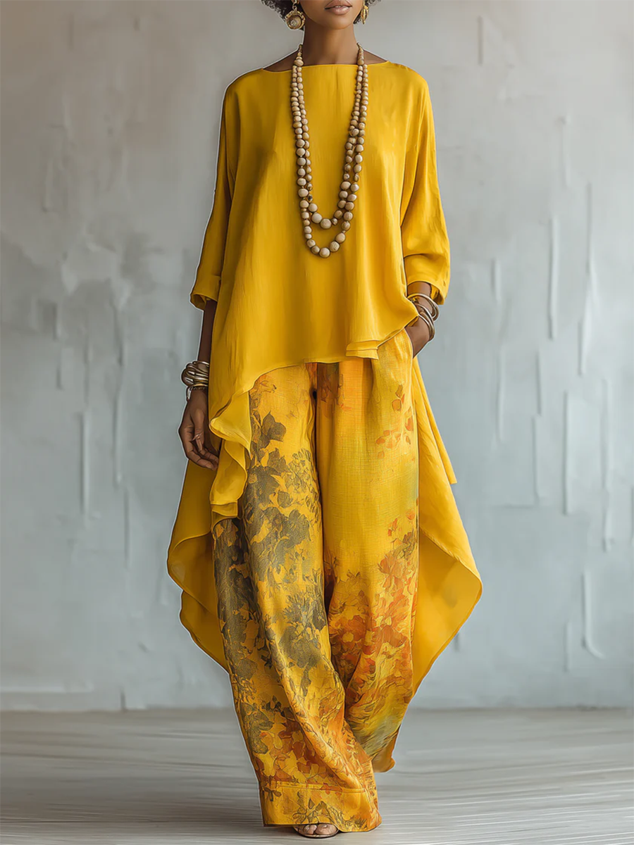 Guilia | Conjunto Impreso Floral Artístico Elegante