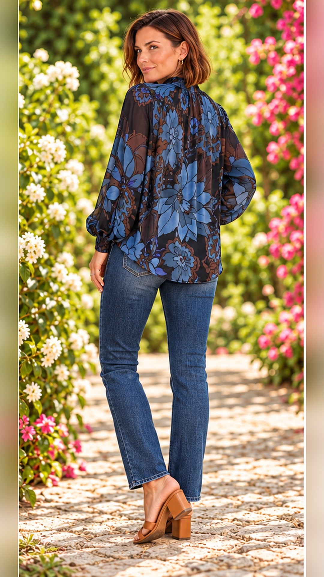 talia, modelo C en jardín, formato 9:16, vista 2