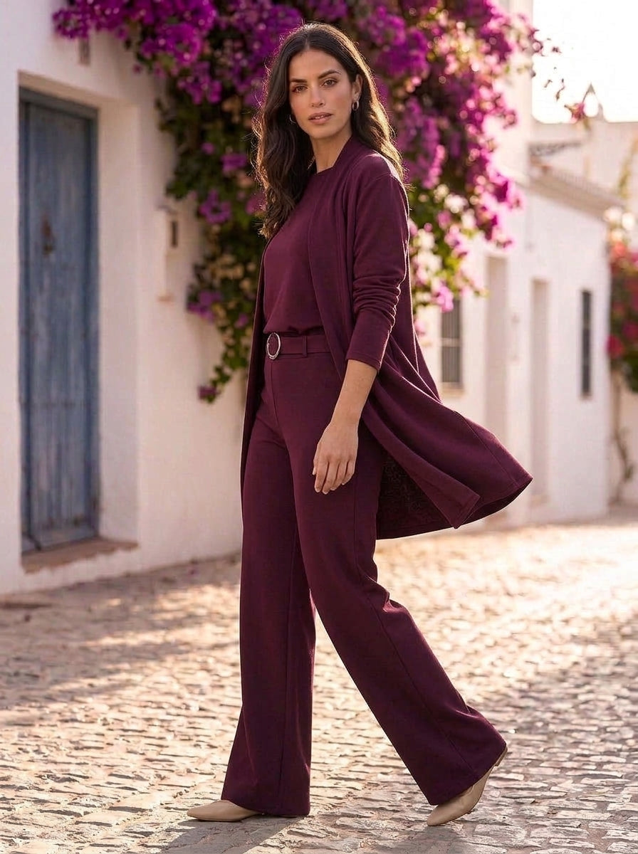 Valeria conjunto tres piezas Burdeos