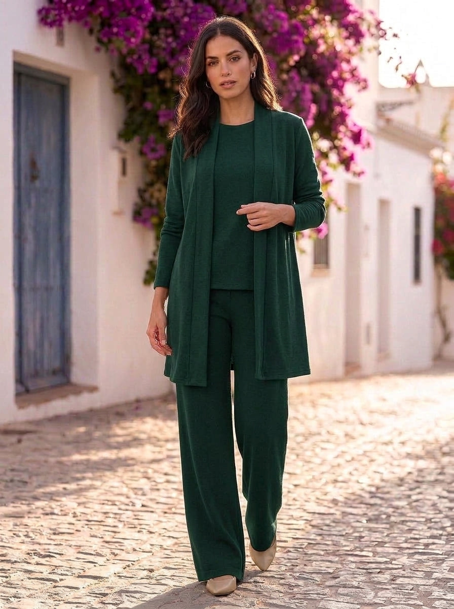Valeria conjunto tres piezas Verde Oscuro